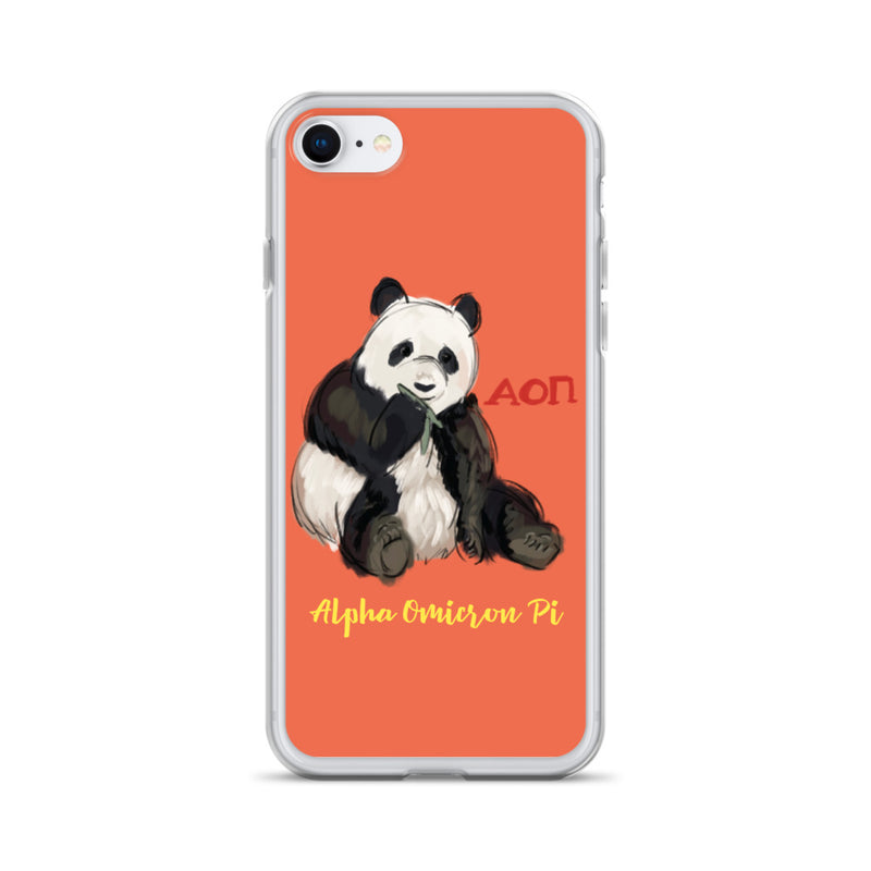 Alpha Omicron Pi Panda Coral iPhone Case