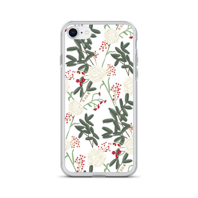 Chi Omega White Carnation Floral Pattern iPhone Case