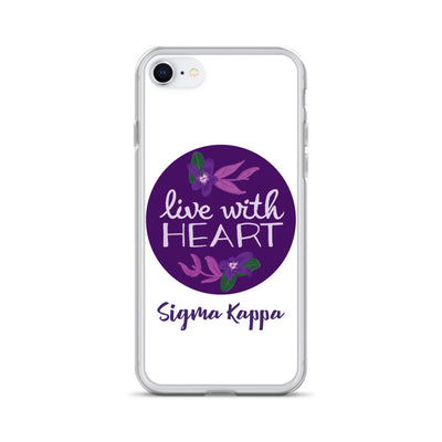 Sigma Kappa Live With Heart White iPhone Case