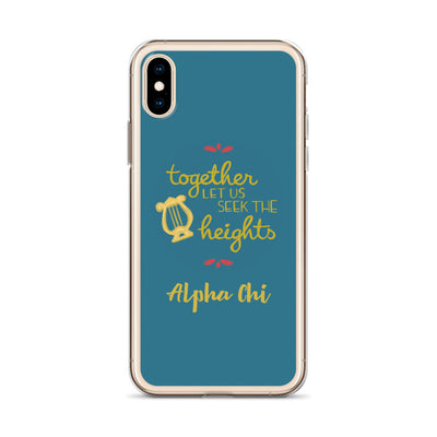 Alpha Chi Omega Motto Teal iPhone Case on iPhone X or XS phone