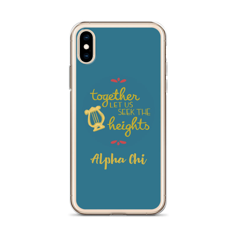 Alpha Chi Omega Motto Teal iPhone Case on iPhone X or XS phone