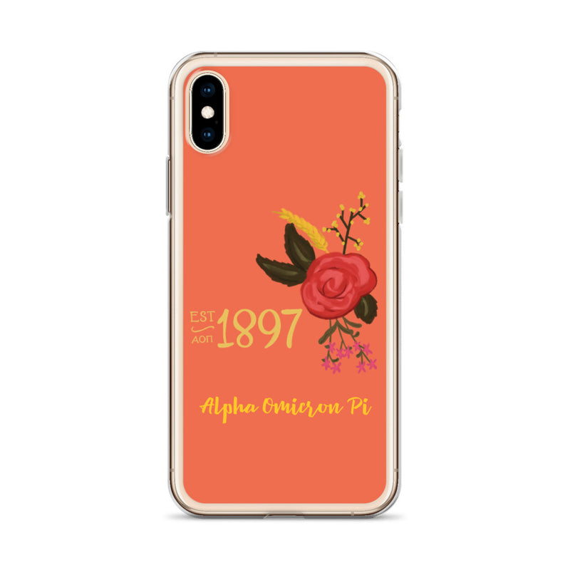 Alpha Omicron Pi 1897 Founders Day Coral iPhone Case