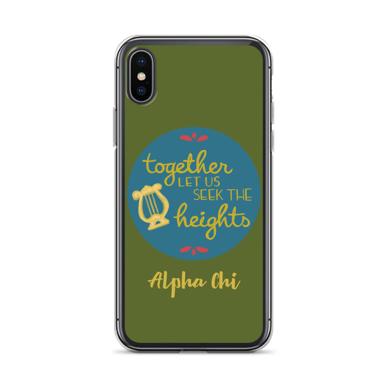 Alpha Chi Omega Together Let Us Seek The Heights iPhone Case in X XS