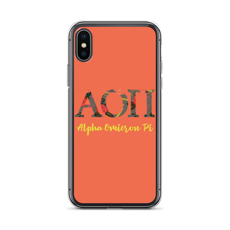 Alpha Omicron Pi Greek Letters Coral iPhone Case