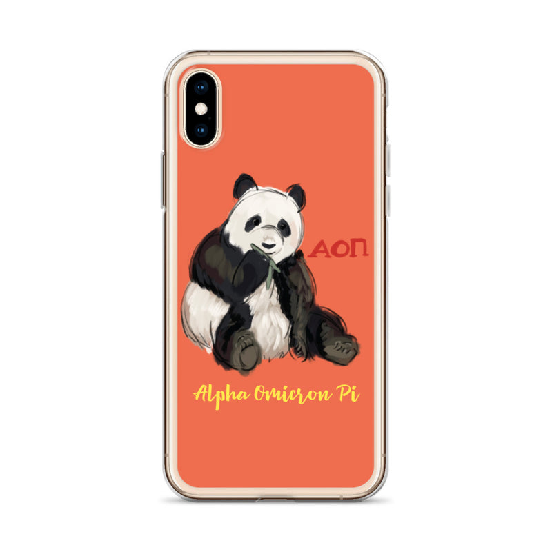 Alpha Omicron Pi Panda Coral iPhone Case