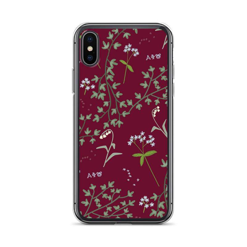 Alpha Phi Bordeaux Floral Pattern iPhone Case