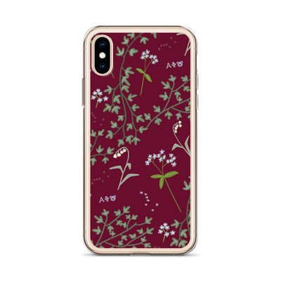 Alpha Phi Bordeaux Floral Pattern iPhone Case