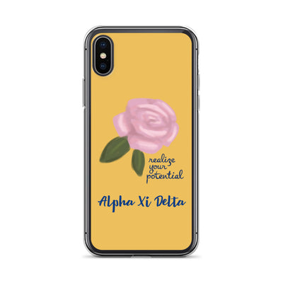Alpha Xi Delta Realize Your Potential Gold iPhone Case