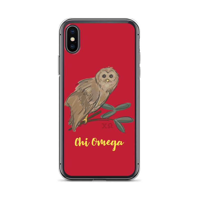 Chi Omega Cardinal Red Owl iPhone Case