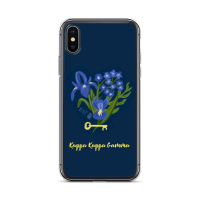 Kappa Kappa Gamma Fleur de Key iPhone Case, Dark Blue in iPhone XS