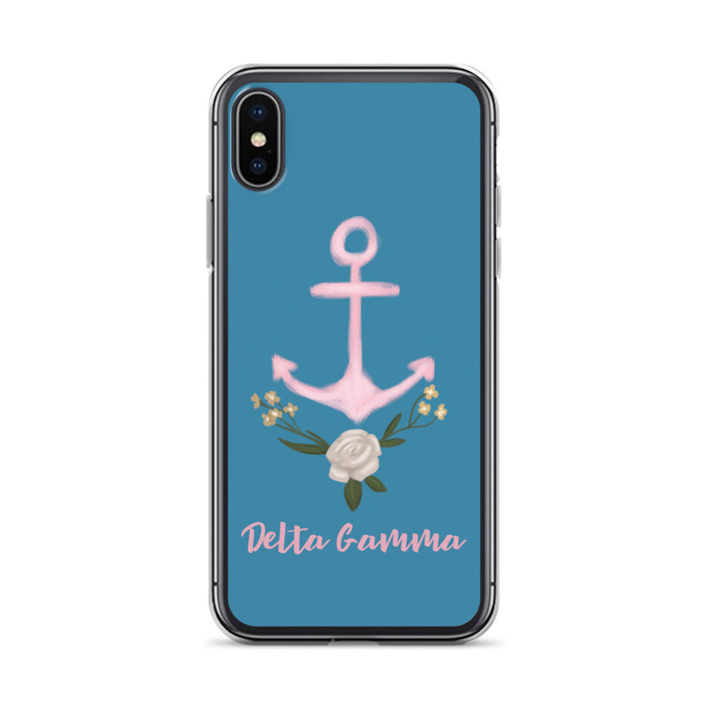 Delta Gamma iphone case with Pink Anchor for iPhone X or XS . 