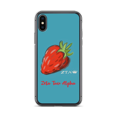 Zeta Tau Alpha Strawberry iPhone Case, Turquoise
