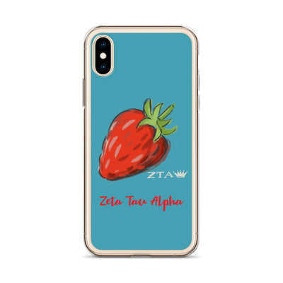 Zeta Tau Alpha Strawberry iPhone Case, Turquoise