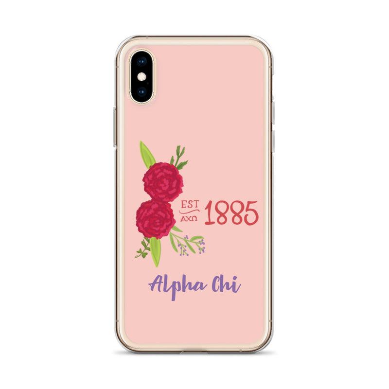 Alpha Chi Omega 1885 Founding Year Pink iPhone X, XS Case