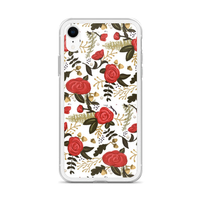 Alpha Gamma Delta Red Rose Floral Print White iPhone XR Case