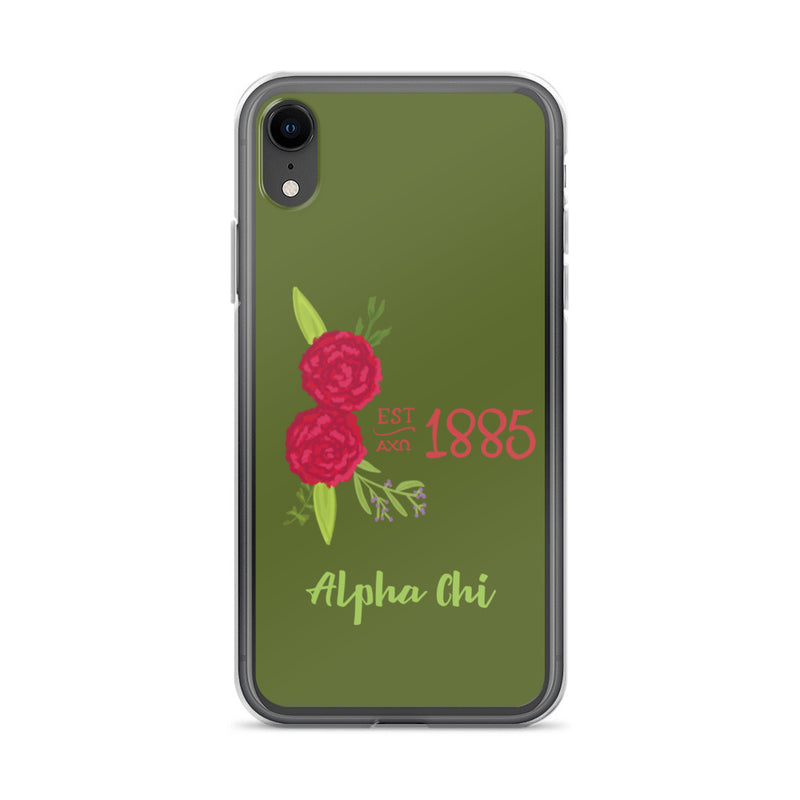 Alpha Chi Omega 1885 Founding Date olive green iPhone XR case