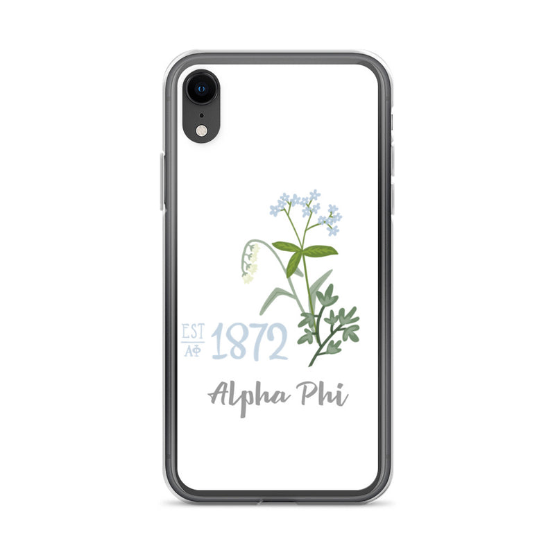 Alpha Phi 1872 Founders Day Design iPhone Case, White