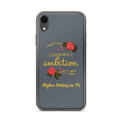 Alpha Omicron Pi Inspire Ambition Gray iPhone Case