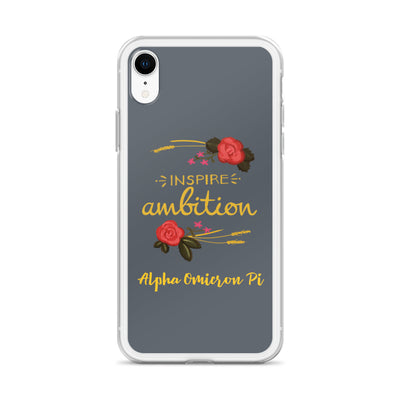 Alpha Omicron Pi Inspire Ambition Gray iPhone Case