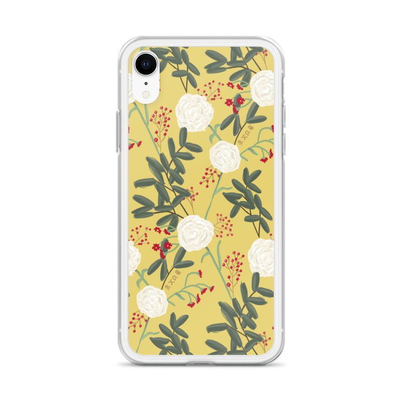 Chi Omega Gold Floral Pattern iPhone Case