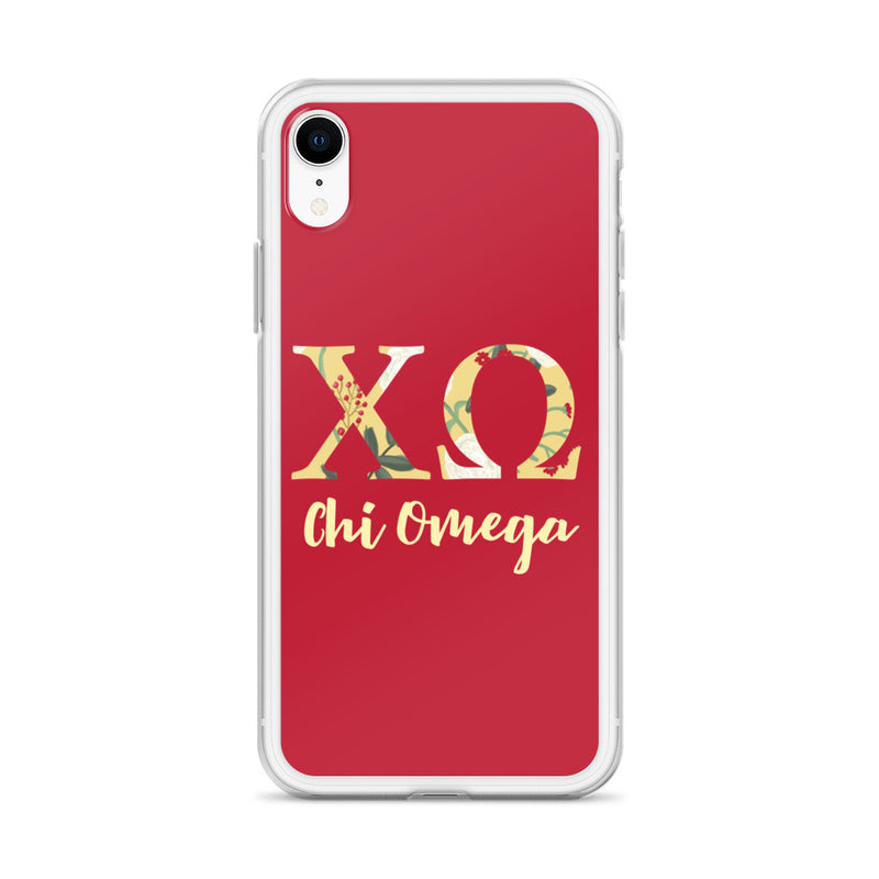 Chi Omega Greek Letters Cardinal Red iPhone Case