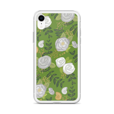 Kappa Delta Green Rose Floral Print iPhone Case