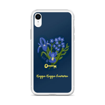 Kappa Kappa Gamma Fleur de Lis and Key iPhone Case, Navy Blue