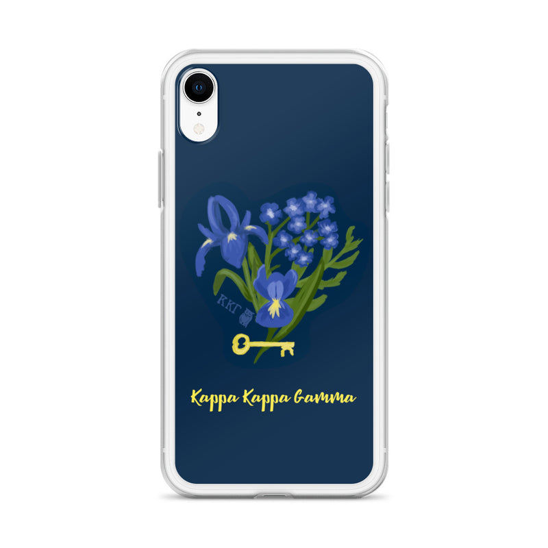 Kappa Kappa Gamma Fleur de Key iPhone Case, Dark Blue in iPhone XR
