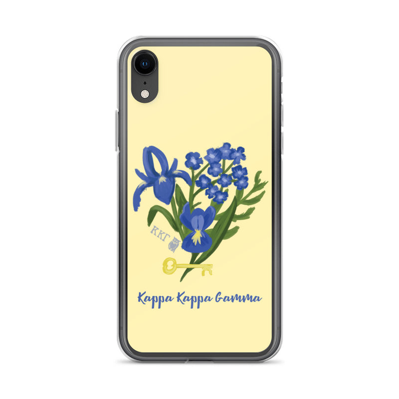 Kappa Kappa Gamma Yellow Fleur de Lis and Key iPhone Case