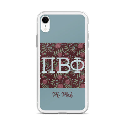 Pi Beta Phi Greek Letters Silver Blue iPhone Case