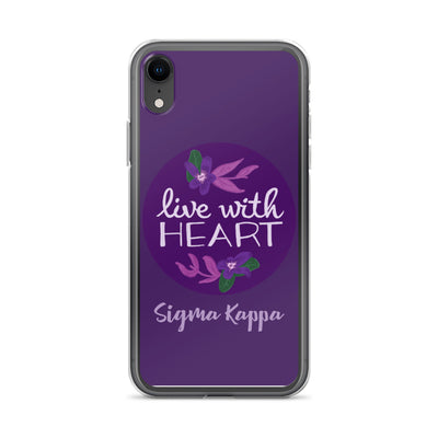 Sigma Kappa Live With Heart Purple iPhone Case