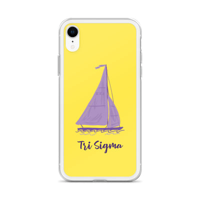 Tri Sigma Sailboat Mascot Yellow iPhone Case