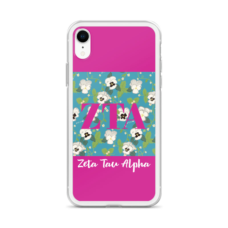 Zeta Tau Alpha Greek Letters Pink iPhone Case
