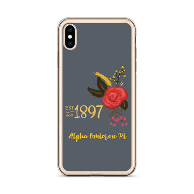 Alpha Omicron Pi 1897 Founders Day Gray iPhone Case