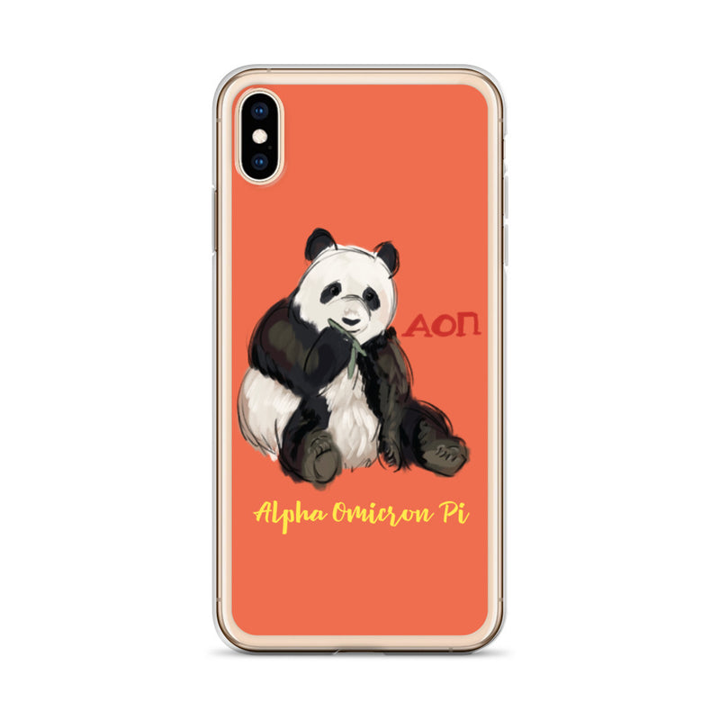 Alpha Omicron Pi Panda Coral iPhone Case