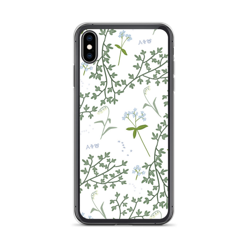 Alpha Phi Floral Print iPhone Case, White