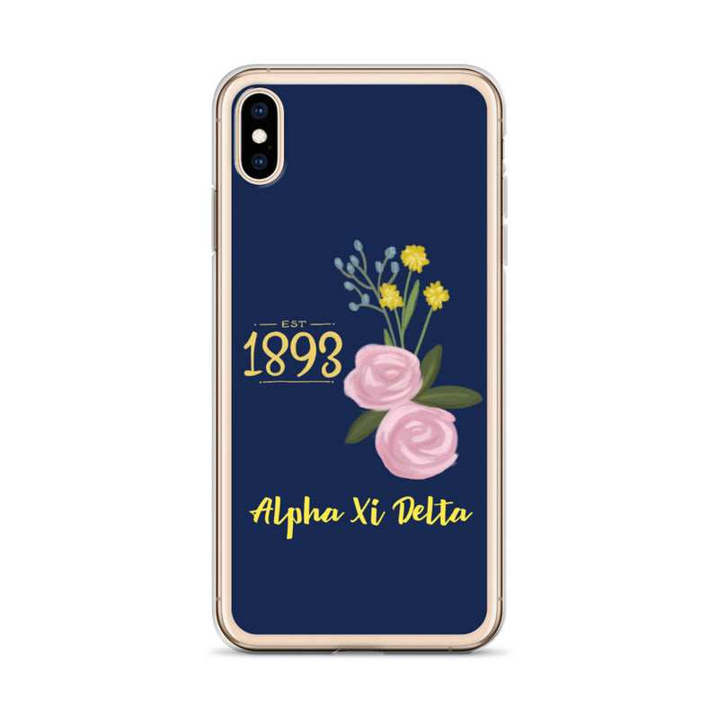 Alpha Xi Delta Founders Day Navy Blue iPhone Case