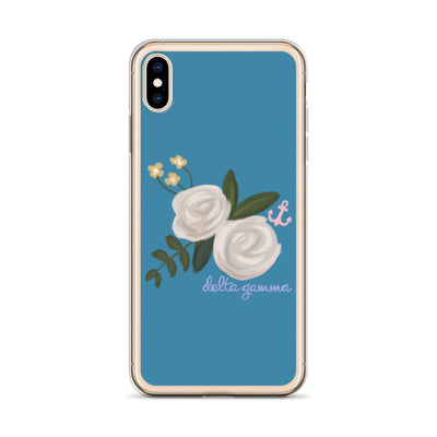 Delta Gamma Rose and Anchor Turquoise iPhone Case