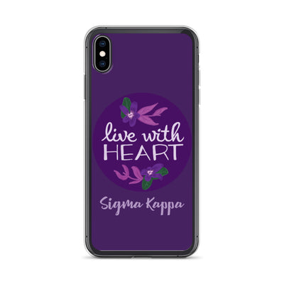 Sigma Kappa Live With Heart Purple iPhone Case