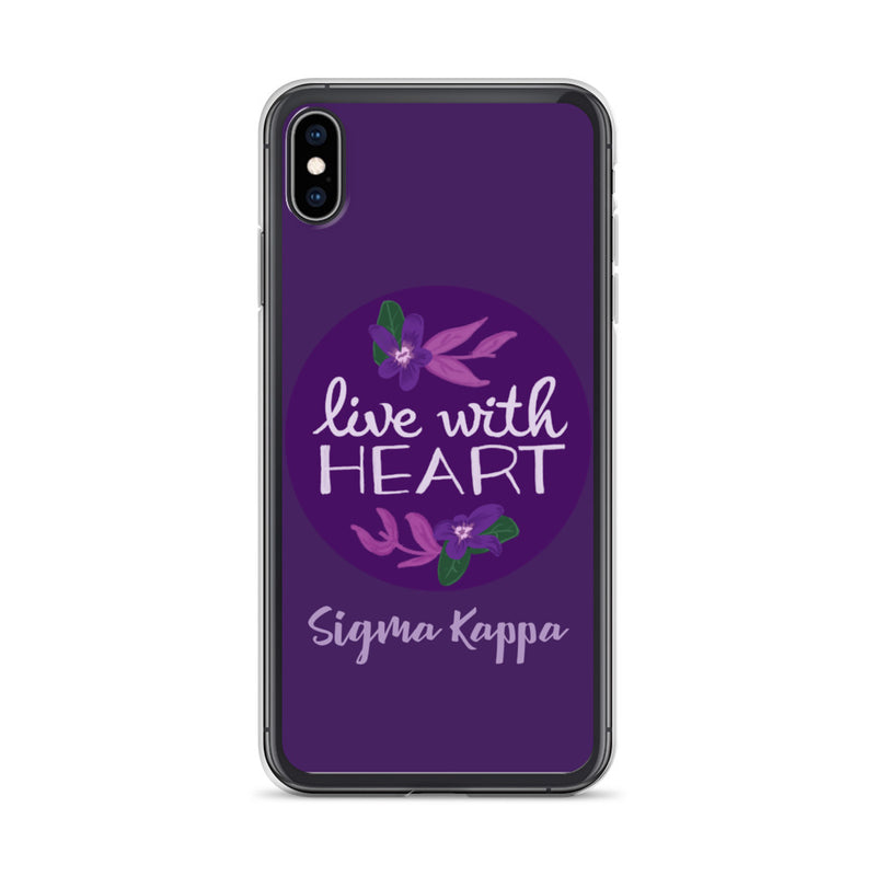 Sigma Kappa Live With Heart Purple iPhone Case