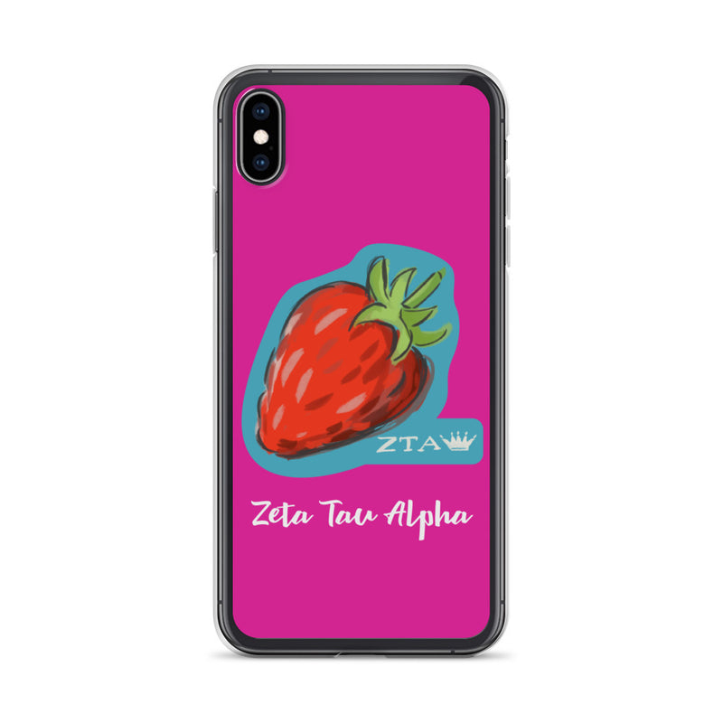 Zeta Tau Alpha Strawberry iPhone Case, Pink