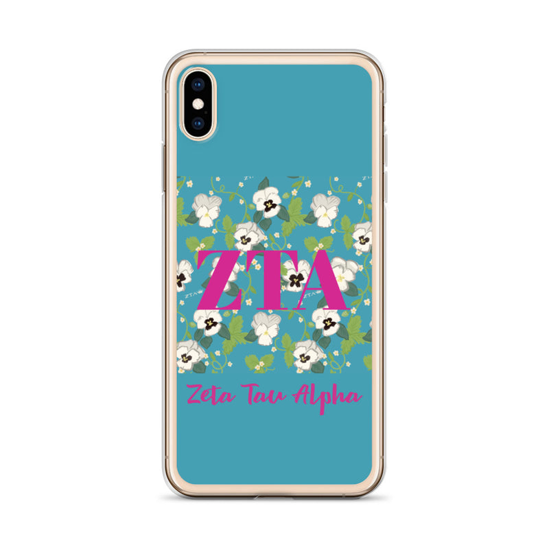 Zeta Tau Alpha Greek Letters Turquoise iPhone Case