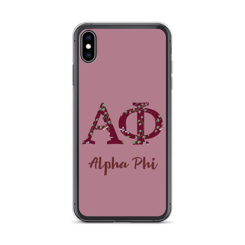 Alpha Phi Greek Letters Rosy iPhone Case