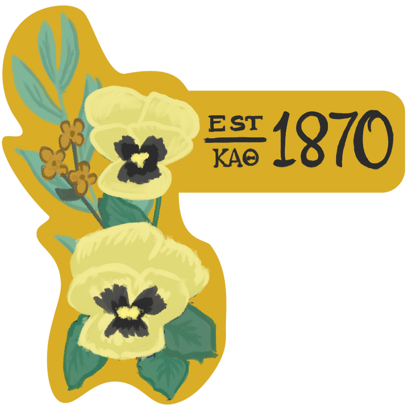 Kappa Alpha Theta Sorority Stickers featuring 1870 founding year design