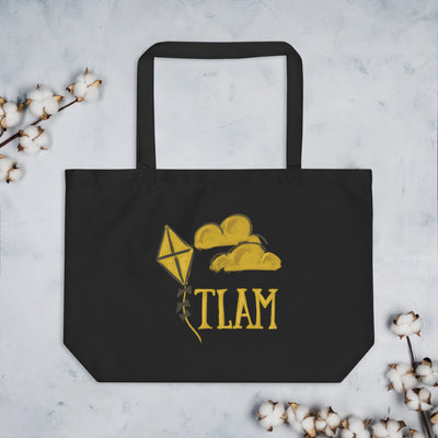 Kappa Alpha Theta TLAM Kite Large Organic Tote Bag in black shown flat