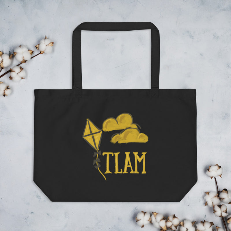 Kappa Alpha Theta TLAM Kite Large Organic Tote Bag in black shown flat