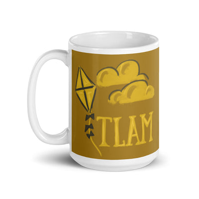 Kappa Alpha Theta TLAM Gold Glossy Mug in 15 oz size with handle on left