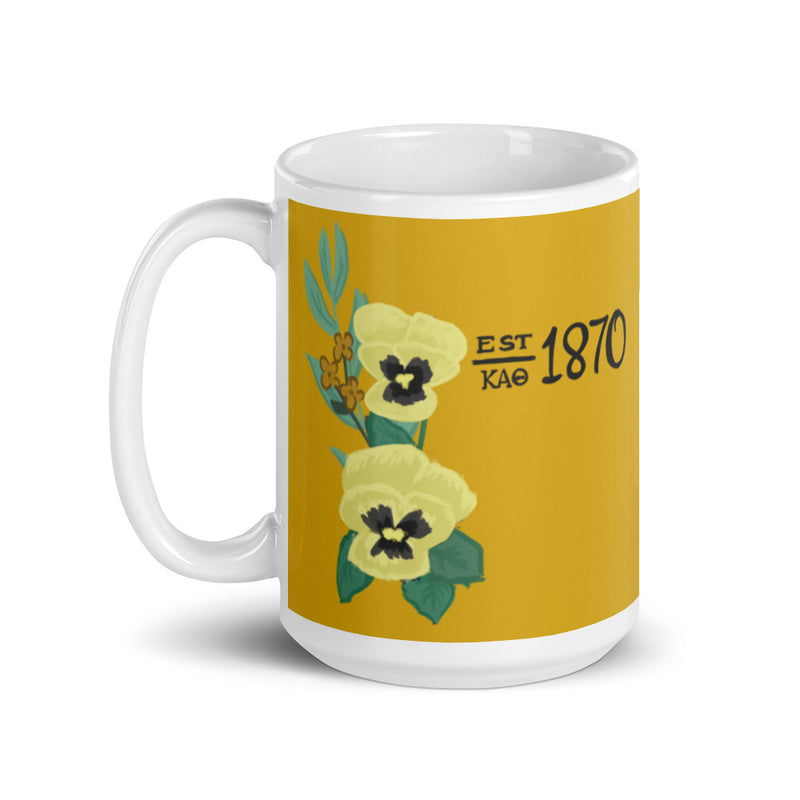 Kappa Alpha Theta 1870 Founding Date Gold Mug in 15 oz size with handle on left