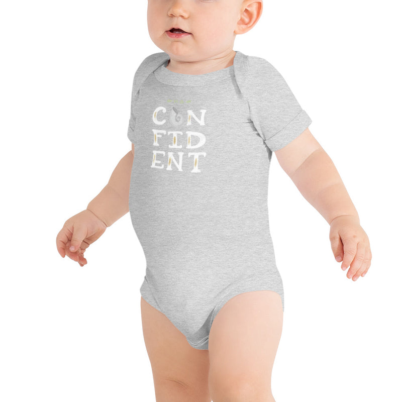 Kappa Delta KD Confident Baby Onesie in athletic gray shown on infant model