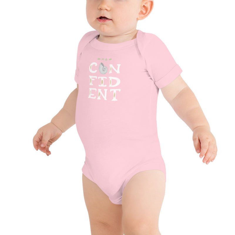 Kappa Delta KD Confident Baby Onesie in pink with KD Confident design